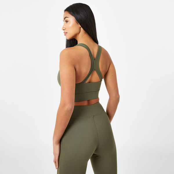 Everlast Women's High Support Mesh Back Bra Khaki