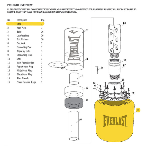Everlast Powercore Freestanding Heavy Bag - Base - Replacement Part Black