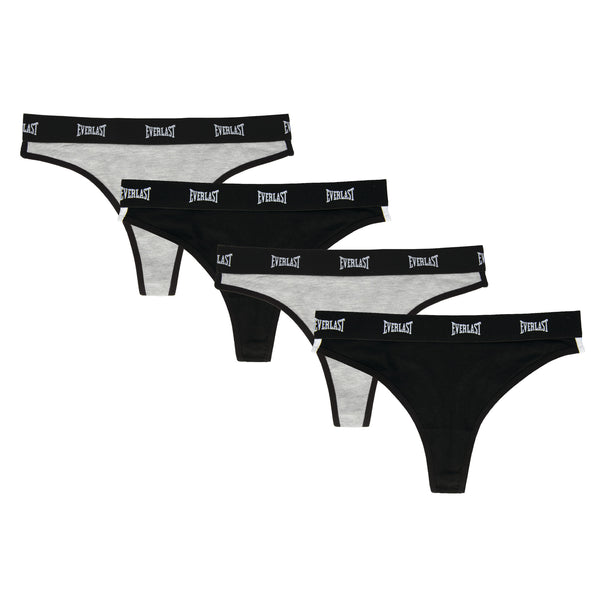 Everlast 4 Pack Thongs Black/Grey
