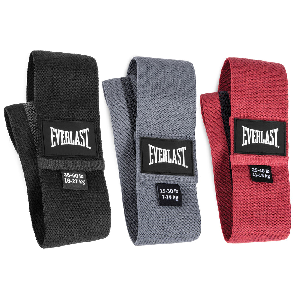Everlast Woven Resistance Bands Set - Set Of 3 Red/Grey/Black