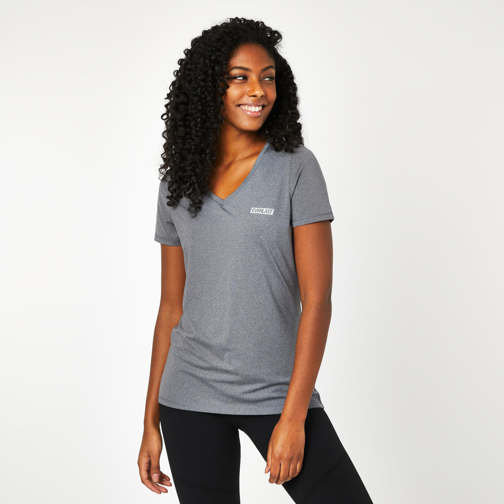 Everlast Women's V-Neck Mesh Tee Grey